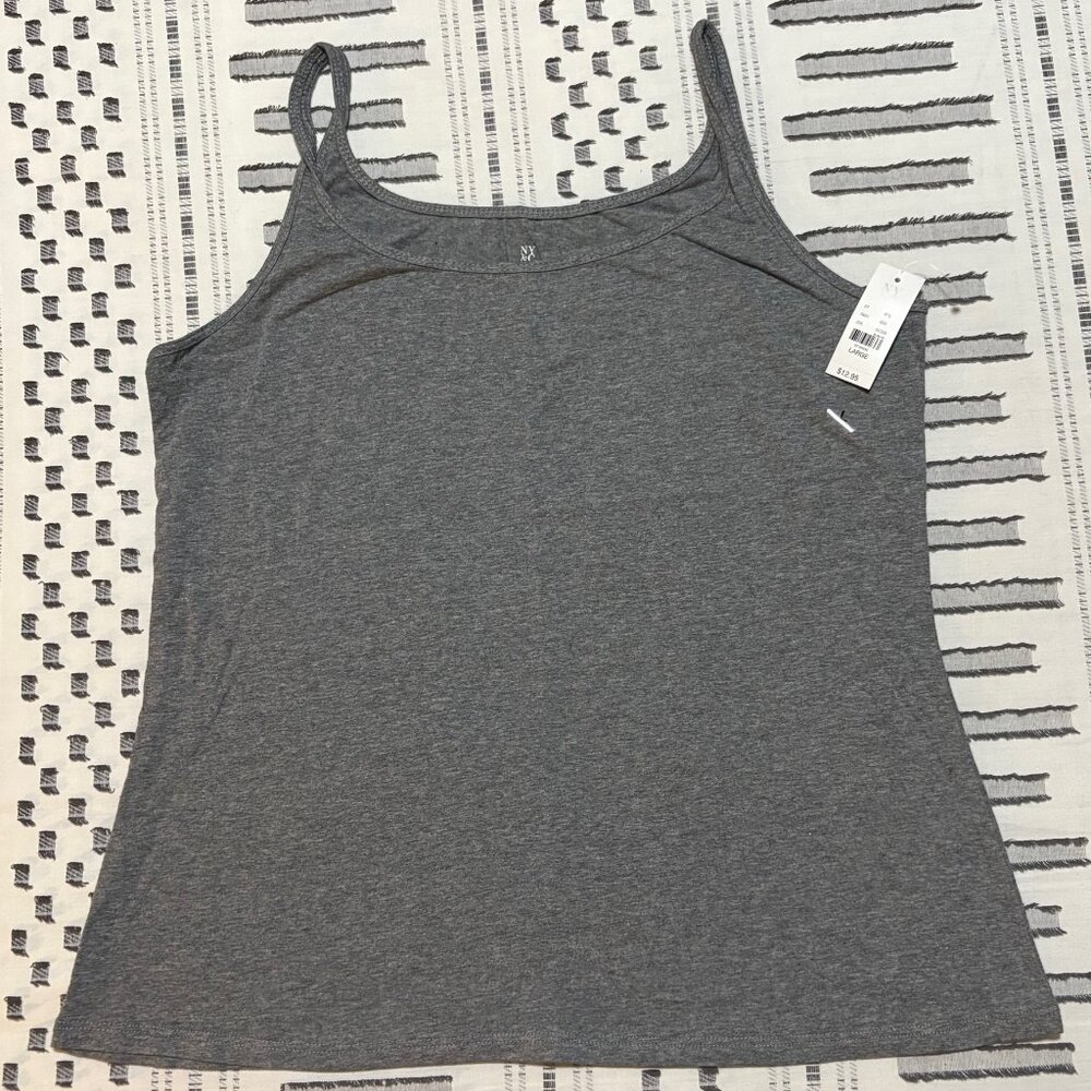 NWT New York & Company gray cotton tank top size L